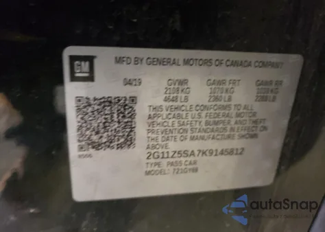 2019 Chevrolet Impala Lt из США, поврежденный, VIN 2G11Z5SA7K9145812